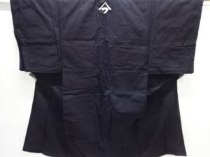 アンティーク　木綿本藍べんがら染単衣男物着物(腰紐付き)